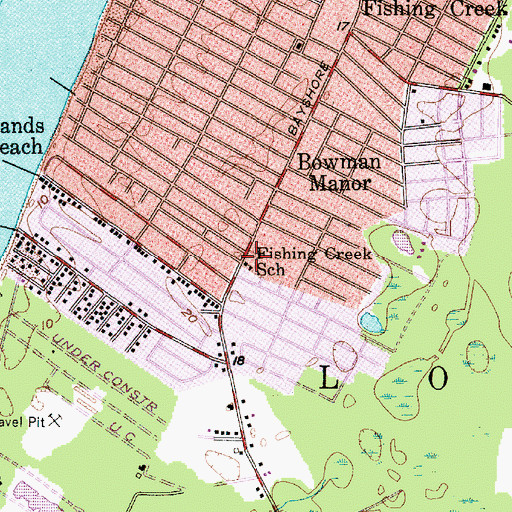 Topographic Map of Fishing Creek School, NJ