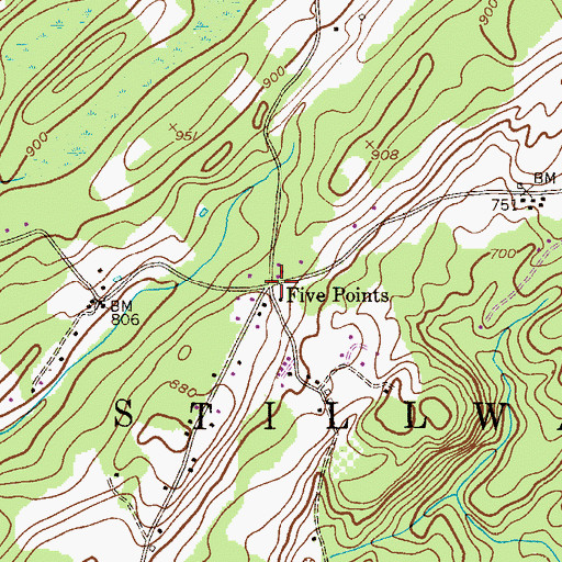 Topographic Map of Five Points, NJ