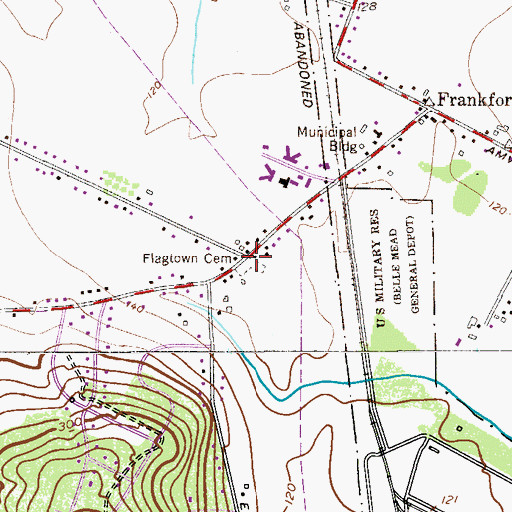 Topographic Map of Flagtown Cemetery, NJ