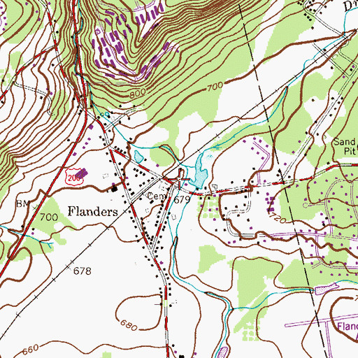 Topographic Map of Flanders, NJ