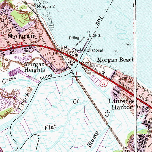 Topographic Map of Flat Creek, NJ