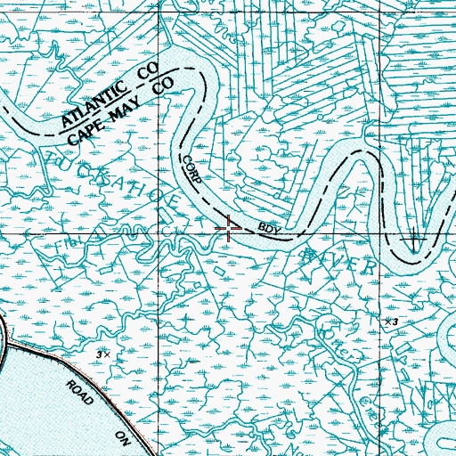 Topographic Map of Flat Creek, NJ