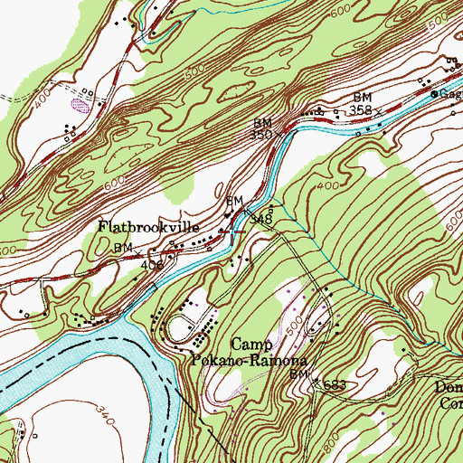 Topographic Map of Flatbrookville, NJ