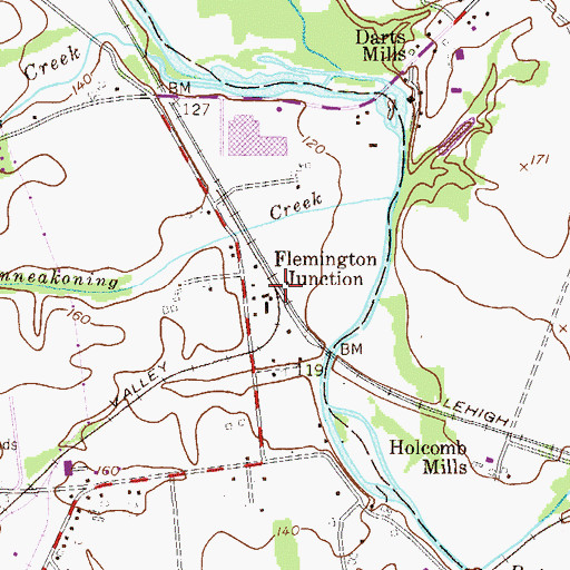 Topographic Map of Flemington Junction, NJ