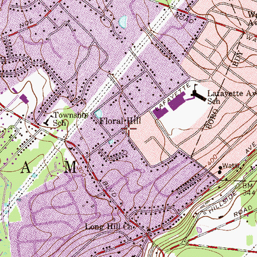 Topographic Map of Floral Hill, NJ