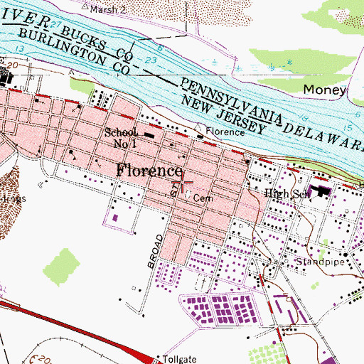 Topographic Map of Florence, NJ