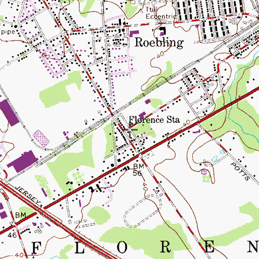 Topographic Map of Florence Station, NJ