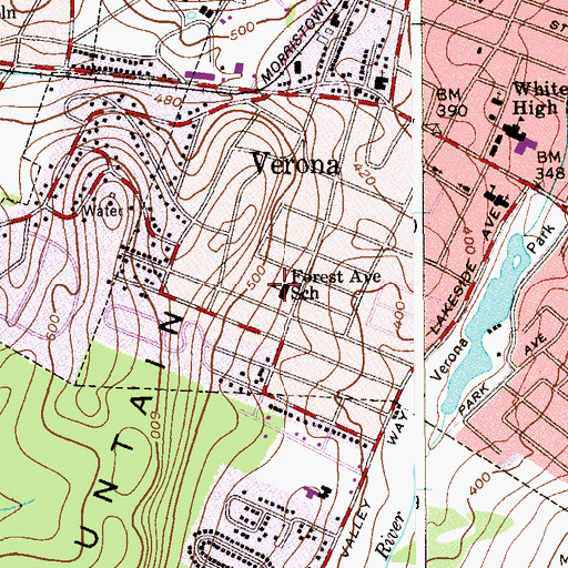 Topographic Map of Forest Avenue Elementary School, NJ
