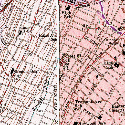 Topographic Map of Forest Street Elementary School, NJ