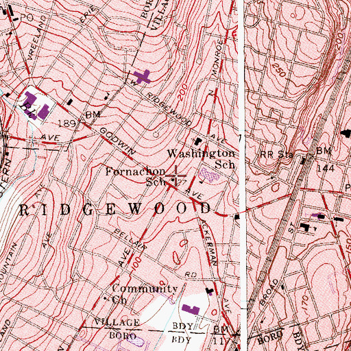 Topographic Map of Fornachon School, NJ
