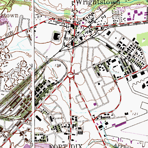 Topographic Map of Fort Dix, NJ