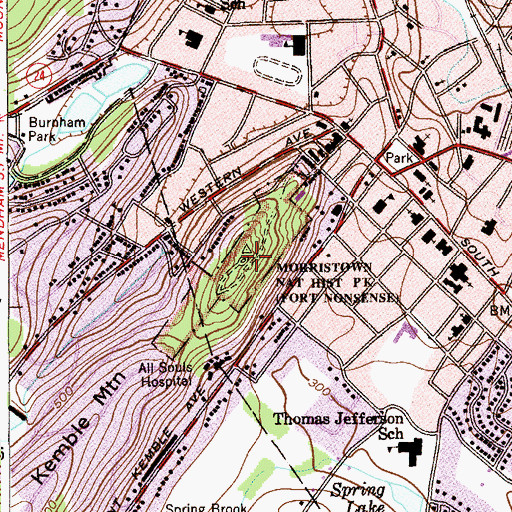 Topographic Map of Fort Nonsense Historical National Park, NJ