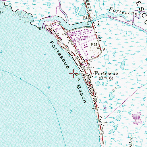 Topographic Map of Fortescue Beach, NJ