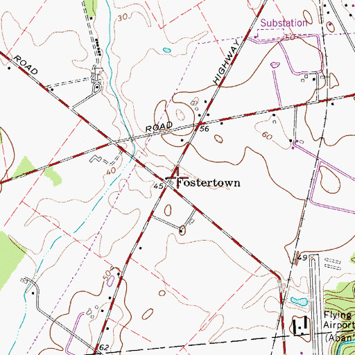 Topographic Map of Fostertown, NJ