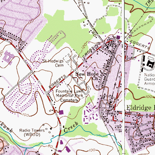 Topographic Map of Fountain Lawn Memorial Park, NJ