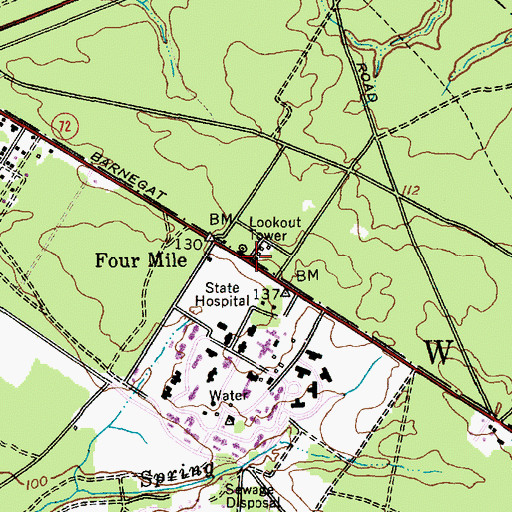 Topographic Map of Four Mile, NJ