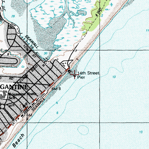 Topographic Map of Fourteenth Street Pier, NJ