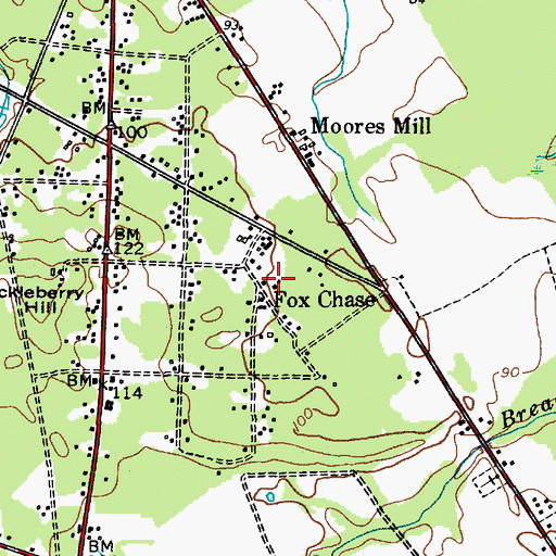 Topographic Map of Fox Chase, NJ