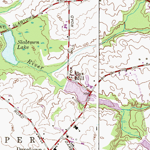 Topographic Map of Foxs Mill, NJ