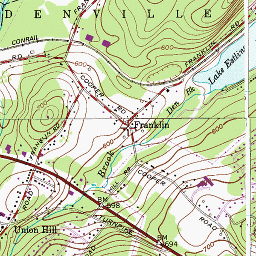 Topographic Map of Franklin, NJ