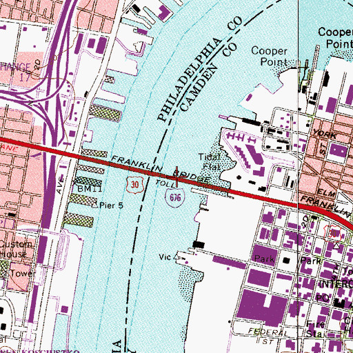 Topographic Map of Franklin Bridge, NJ