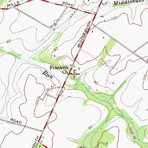 Topographic Map of Franklin Church, NJ