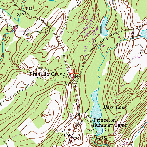 Topographic Map of Franklin Grove, NJ