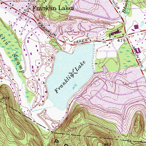 Topographic Map of Franklin Lake, NJ