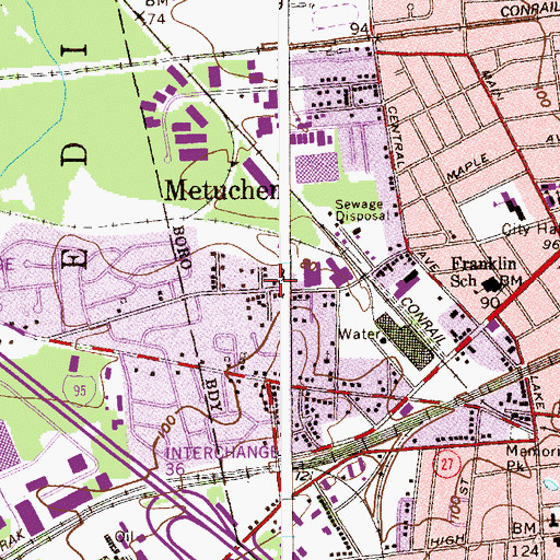 Topographic Map of Franklin School, NJ