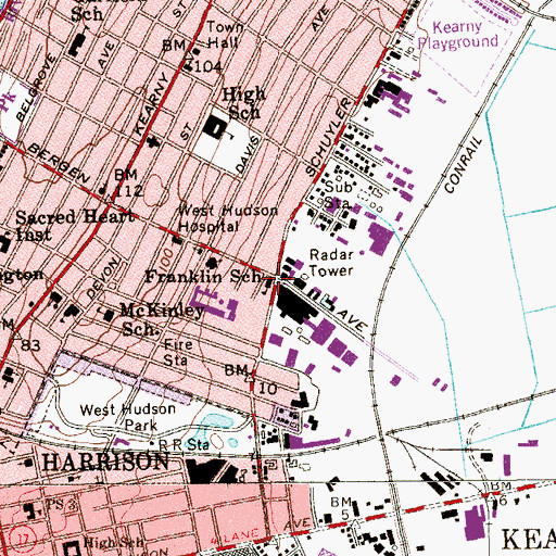 Topographic Map of Franklin Elementary School, NJ
