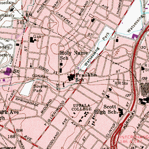 Topographic Map of Whitney E Houston Academy Elementary School, NJ