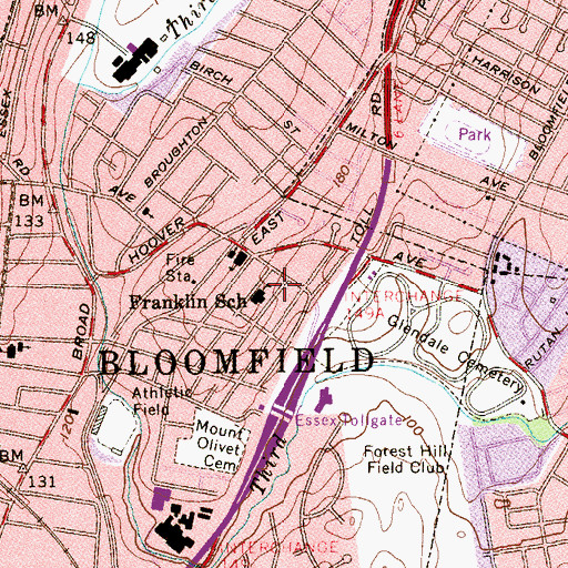 Topographic Map of Franklin Elementary School, NJ