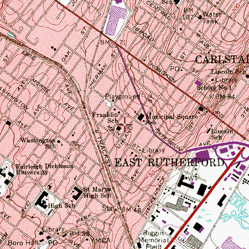 Topographic Map of Franklin School, NJ