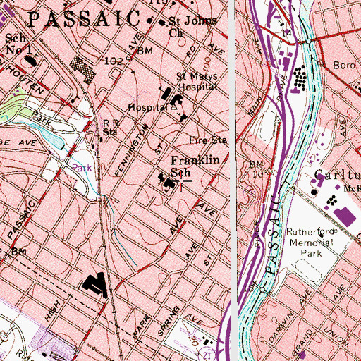 Topographic Map of Franklin School, NJ