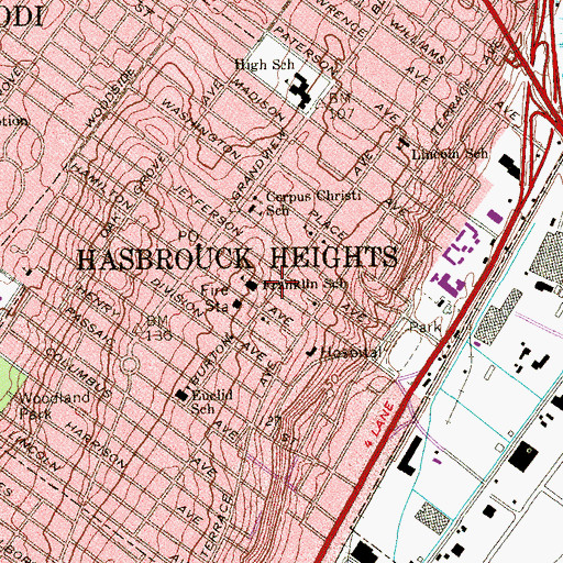 Topographic Map of Franklin School, NJ