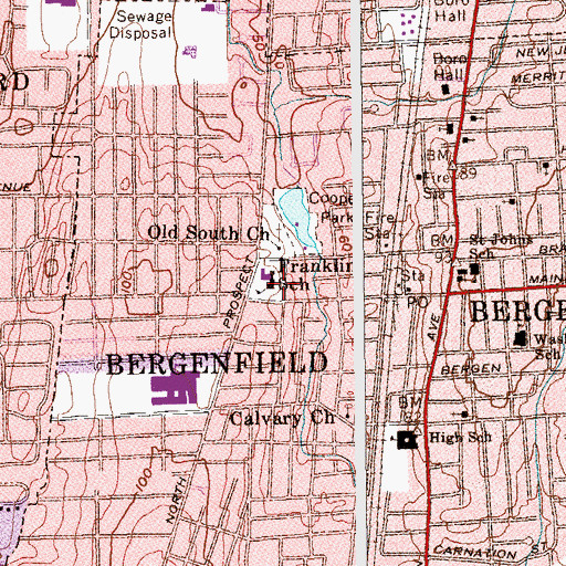 Topographic Map of Franklin Elementary School, NJ