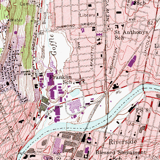 Topographic Map of Franklin School, NJ