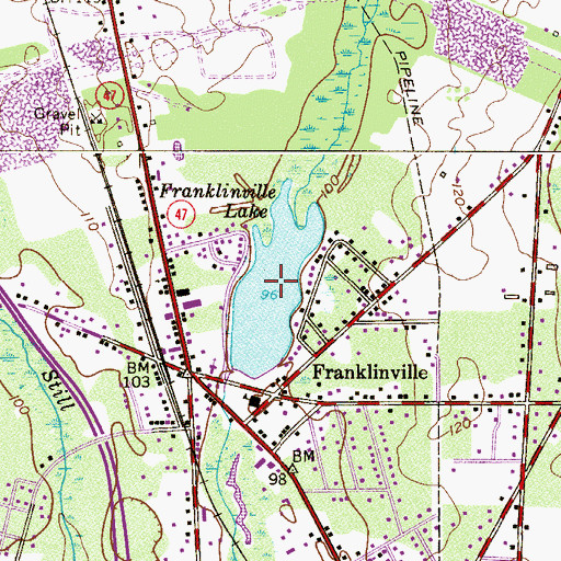 Topographic Map of Franklinville Lake, NJ