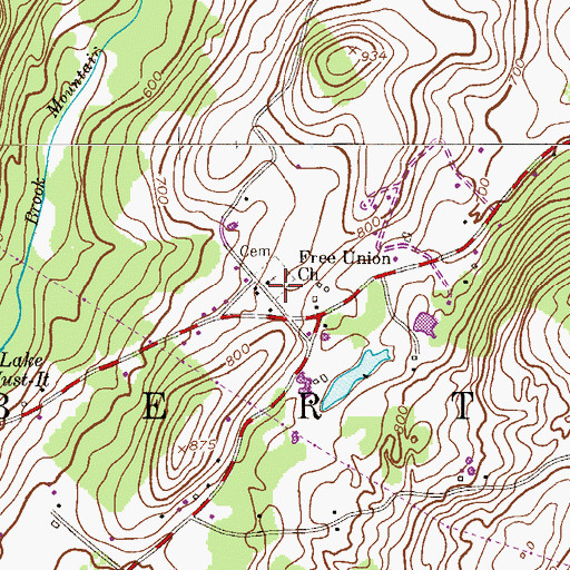 Topographic Map of Free Union Church, NJ