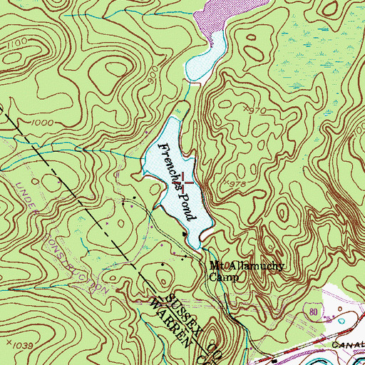Topographic Map of Frenches Pond, NJ