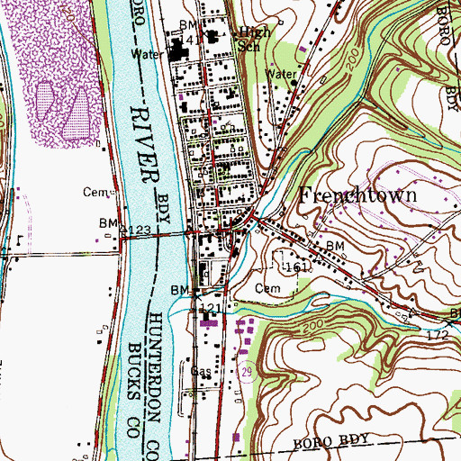 Topographic Map of Frenchtown, NJ