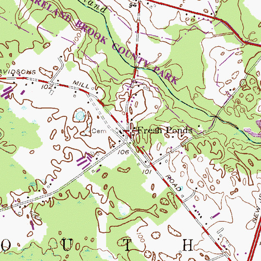 Topographic Map of Fresh Ponds, NJ