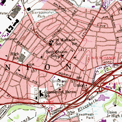 Topographic Map of Friberger Park, NJ