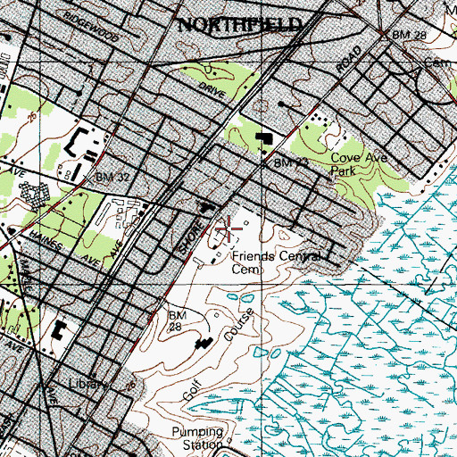 Topographic Map of Friends Central Cemetery, NJ