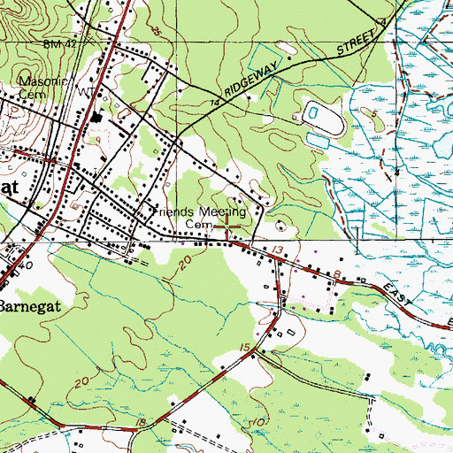 Topographic Map of Friends Meeting Cemetery, NJ