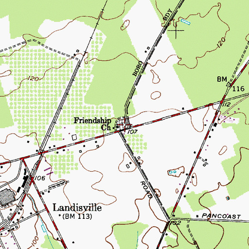 Topographic Map of Friendship Church, NJ