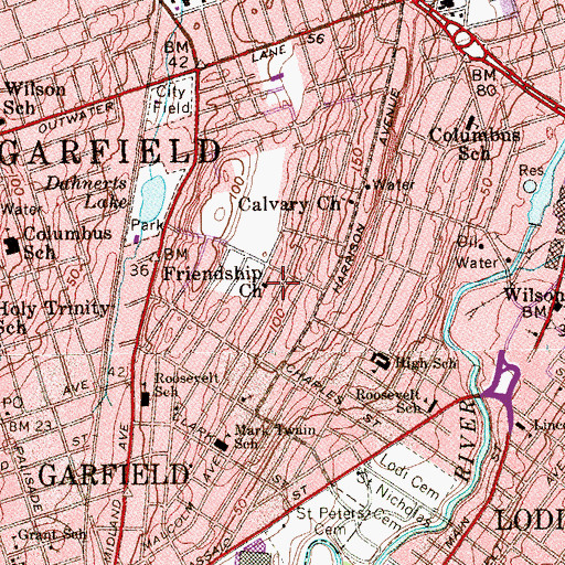 Topographic Map of Friendship Baptist Church, NJ