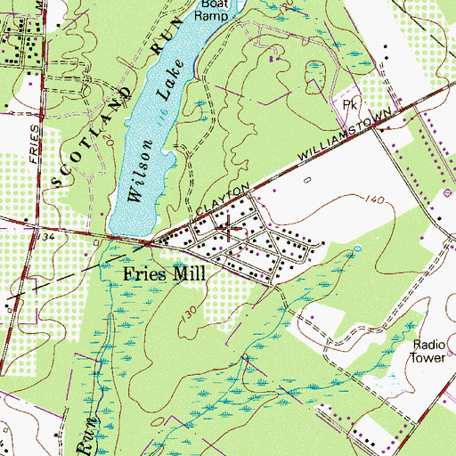 Topographic Map of Fries Mill, NJ