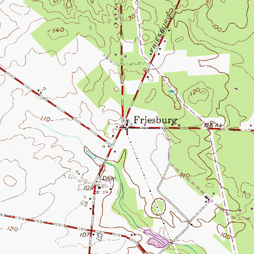 Topographic Map of Friesburg, NJ
