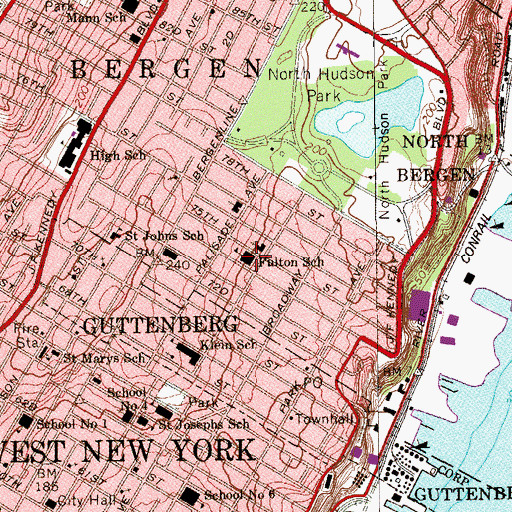 Topographic Map of Robert Fulton Number 2 Elementary School, NJ